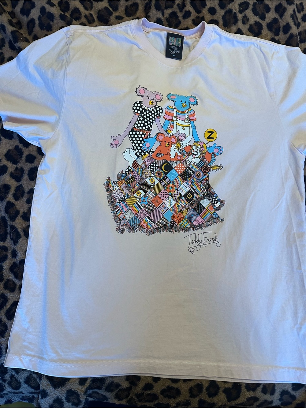 Teddy Fresh Light Pink Crewneck Tee with Colorful  “3 Bears” Artwork